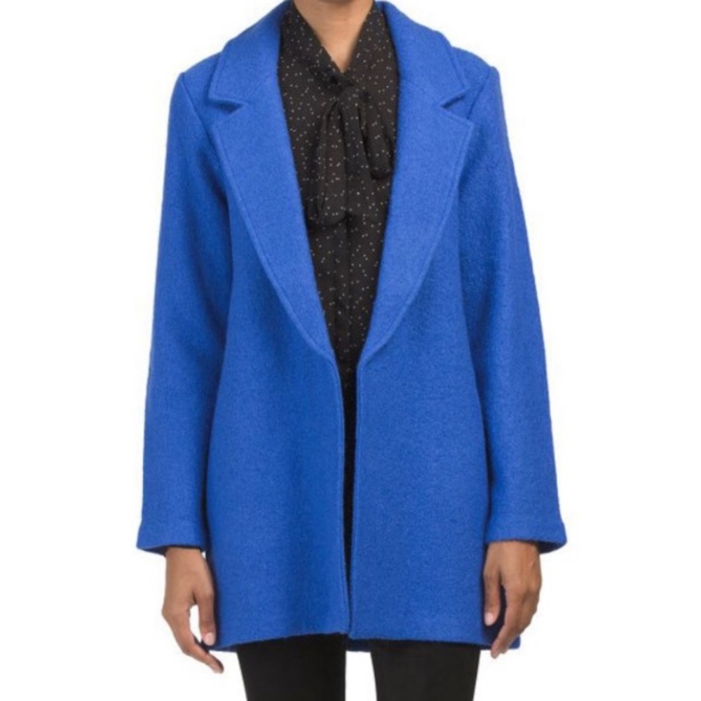 Rachel Zoe Oversized nubby wool blend coat in blue